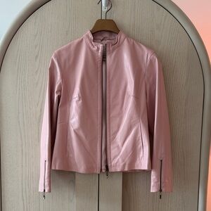 Live a Little Blush Pink Leather Jacket with Satin Lining